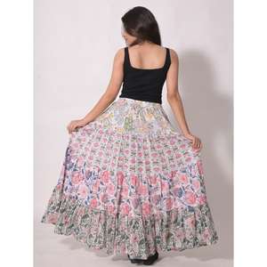 Falda Maxi Lavinas Ecológica, Transpirable, Informal, de Algodón con Estampado Floral, Estilo Boho, Patchwork, Hecha a Mano en India, para Mujer, Verano - Product Image 5