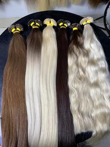 Vietnamien brut Premium Blonde Ombre Luxe Prix de gros Kératine Extension de cheveux humains Ondulés toutes couleurs - Product Image 3