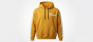 เสื้อฮู้ดดี้ลายทางแบบกำหนดเอง สีครีมเบจ ทรงโอเวอร์ไซส์ สไตล์สตรีทแวร์ลำลอง แนวสปอร์ต สำหรับผู้ชายและผู้หญิง ขายส่ง - Product Image 4