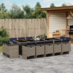 Ensemble de 14 meubles de jardin gris et bleu marine pour terrasse - Product Image 1