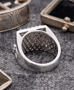 Luxury <b>Men</b>’s Lab Grown Diamond <b>Ring</b> | Square Cluster Gents <b>Ring</b> | Iced Out Statement <b>Ring</b> <b>for</b> <b>Men</b> - Product Image 2