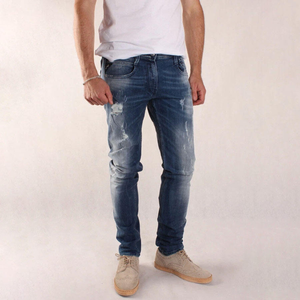 Men’s Custom Ripped <b>Jeans</b> High Street Retro Fashion Casual <b>Soft</b> Comfortable Denim Pants Wholesale - Product Image 1