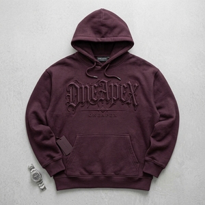 <b>Men's</b> <b>Burgundy</b> Oversized <b>Hoodie</b> Streetwear Pullover Sweatshirt Graphic ONEAPEX Wholesale - Product Image 5