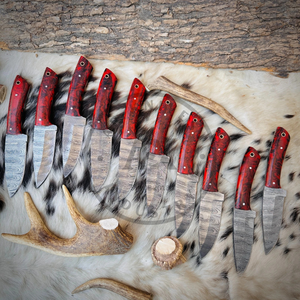 Couteau de chasse et de camping à lame fixe en acier Damas de qualité industrielle, pointe tombante, manche en bois Pakka, couteau d'extérieur - Product Image 4