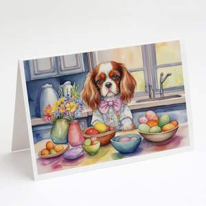 Whimsical <b>Easter</b> Cavalier Spaniel Greeting <b>Cards</b> <b>Pack</b> 8 Blank Note <b>Cards</b> with Envelopes A7 Size 5x7 for Decorative Note Writing - Product Image 1