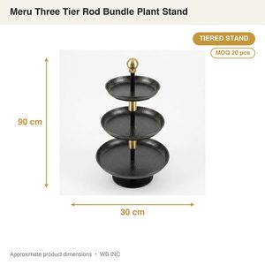 Handmade Iron 30 cm Charcoal Brass Ninety Centimetre <b>Tall</b> Meru Three Tier Rod Bundle Plant Stand <b>Table</b> Decoration Accessories - Product Image 4