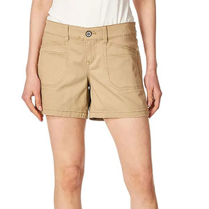 Short décontracté rose pour femme, couleur unie, taille élastique avec cordon de serrage, coupe ample, en coton tricoté respirant, style taille mi-haute - Product Image 4