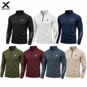 Sweat-shirt de sport personnalisé pour homme X Sports City, à manches longues, demi-zip, anti-transpiration, pour l'entraînement en hiver - Product Image 1