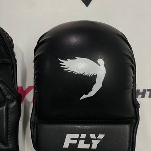 Nouveaux gants de boxe MMA demi-doigts pour l'entraînement, noirs, avec logo personnalisé, paume ouverte, pour arts martiaux. - Product Image 5