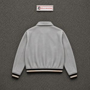 MODERN <b>SILVER</b> BOMBER <b>JACKET</b> FOR MEN With Zipper Closure Turn-down Collar Casual Style Polyester Cotton Blend Autumn Wear TRENDY - Product Image 6