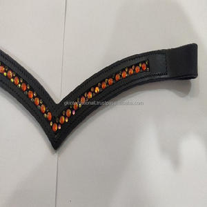 Bande de sourcils en cuir forme de V, multicolore, strass à fixer avec un canal vide et couture complète, vente en gros, - Product Image 4