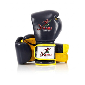 Gants de boxe YAMU Pro en cuir véritable, fermeture auto-agrippante, sangle de poignet réglable, rembourrage respirant en mousse haute densité, 14 oz - Product Image 3