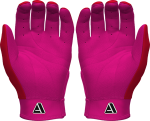 Top Premium Quality Leather Baseball Batting Gloves Light weight Durable Premium Quality Leather Anti-Slip <b>Hook</b> pink and red - Product Image 2