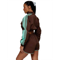 Conjunto de cortavientos y shorts deportivos de mujer a la moda, personalizados, con cremallera corta, ligeros, para verano, estilo urbano, con capucha.