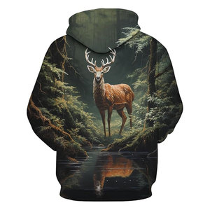 Sweat-shirt à capuche coloré avec motif cerf aurore imprimé en 3D, nouveauté graphique animalier forestier, pull décontracté pour hommes et femmes - Product Image 2