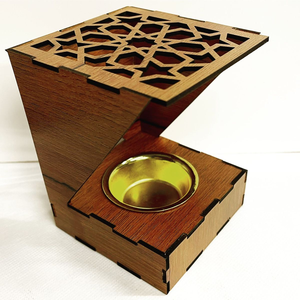 Quemador de Incienso Cuadrado de Madera de Pino Hecho a Mano, Ecológico y de Lujo, con Tapa Metálica Antigua, Quemador de Bakhoor Aromático para el Hogar de Oriente Medio - Product Image 5