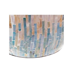 Vase de table en céramique fait main, forme irrégulière, finition brillante, design contemporain, incrustation nacre, décoration florale - Product Image 3