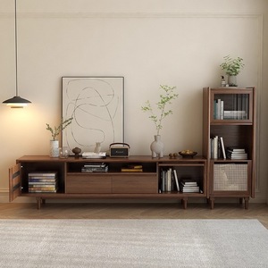 Modern Light Luxury Solid Wood TV Stand with <b>Hidden</b> Storage and Open Shelf for Living Room Bedroom Apartment - Product Image 2