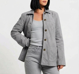 Chaqueta de ante marrón para mujer, estilo camionero, con cuello vuelto, manga larga y botonadura sencilla - Product Image 4