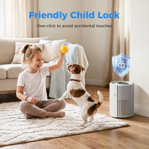 Purificatore d'Aria Bianco con Aspirazione a 360 Gradi, Filtro HEPA H13 a 3 Stadi, 5 Velocità e Modalità Silenziosa 24dB con Timer per Camera da Letto e Ufficio - Product Image 6
