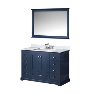 Blu navy 48 pollici. L X 22 Pollici Mobile bagno singolo con piano in marmo di Carrara e 46 pollici Specchio con Set di Rubinetti Inclusi - Product Image 4