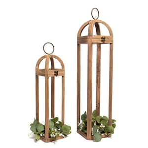 Handcrafted Acacia Wood <b>Lantern</b> with Metal Dome | Wholesale Wooden Decorative <b>Lanterns</b> - Product Image 3