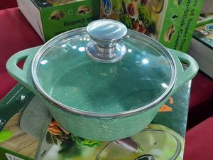 Casserole en aluminium avec couvercle en verre, revêtement antiadhésif en céramique, compatible induction, passe au lave-vaisselle, diamètre 20 cm, en stock - Product Image 2