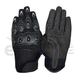 ถุงมือขี่มอเตอร์ไซค์สีดำ ป้องกันข้อนิ้ว ถุงมือมอเตอร์ไซค์แบบเต็มนิ้ว OEM จำนวนมาก - Product Image 1
