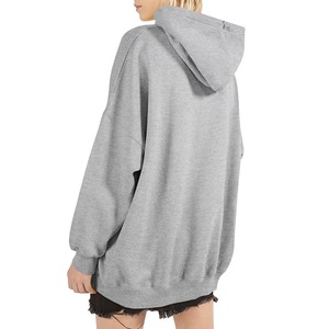 Sudadera con Capucha Oversize Gris Unisex de Manga Larga, Color Sólido, con Bolsillo Frontal, Tejido de Felpa Francesa, para Otoño - Product Image 5