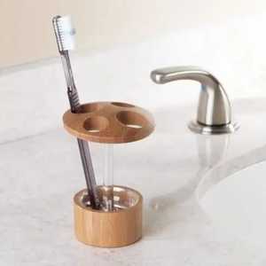 Wooden <b>Toothbrush</b> <b>Holder</b> with Star Cutouts Eco Friendly Bathroom Organizer Bamboo <b>Toothbrush</b> Stand Sustainable Accessories - Product Image 2