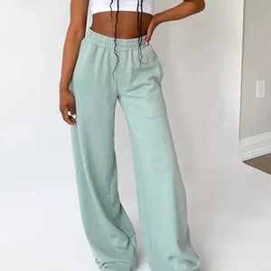Women's Wide Leg Loose Pants 100% Cotton Solid Color <b>Elastic</b> <b>Waist</b> Casual Full Length Terry Fabric Summer Quick Dry Breathable - Product Image 5