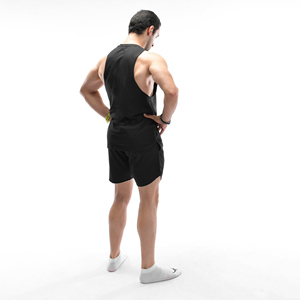 Men's Fitness Custom Logo Quick Dry Bamboo Athletic Muscle Bodybuilding Activewear Seamless <b>Back</b> Gym Tank Tops Knitted - Product Image 3