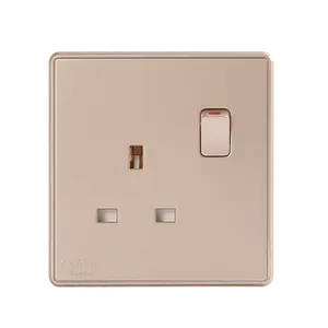 2023 chinese factory product British standard Golden Switch Socket electric wall switch socket