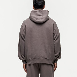 <b>Men's</b> Oversized Hooded Fleece Sweatshirt Solid Color Casual Autumn Wear Regular Sleeve Pocket Design 100% Cotton Knitted Fit - Product Image 2