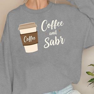 Sweat-shirts pour femmes Coffee And Sabr Design, tricotés, 100% polyester, col rond, manches longues, vêtements décontractés d'automne - Product Image 3