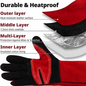 Gants de soudage en cuir de vachette renforcé, résistants, pour la sécurité industrielle, ignifuges, pour la lutte contre les incendies et le barbecue - Product Image 6