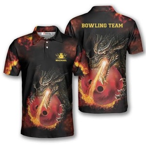 เสื้อโบว์ลิ่งแบบสั่งทำพิเศษ พิมพ์ลายแบบ Sublimation เสื้อทีมชาย แขนสั้น คอปก ผ้าโพลีเอสเตอร์ผสมคอตตอน ทอแบบลำลอง - Product Image 2