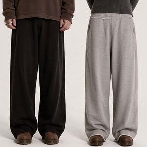 Pantalon de travail décontracté Hip Hop à jambe large pour homme, streetwear 100% coton, nouveau pantalon de jogging ample uni avec logo personnalisé français tendance - Product Image 3