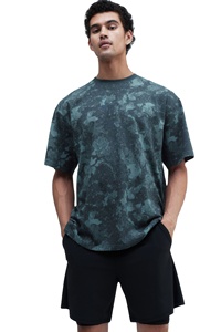 Men's Loose & Comfort Fit Cotton & Polyester Round Neck Half Sleeve Rib <b>Trimmed</b> Neck Line Drop Shoulder Motif Print T-shirt - Product Image 5