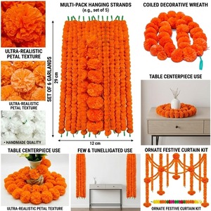 Guirnalda de Caléndulas para Diwali, Flores Artificiales de Caléndula Largas, Decoración India para Pooja, Bodas, Fiestas, Navidad, San Valentín - Product Image 3