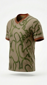 เสื้อยืดผู้ชายแบบถัก แห้งเร็ว พิมพ์ลาย น้ำหนักเบา เสื้อกีฬาแบบสั่งทำ คอวี แขนสั้น - Product Image 5