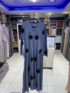 Hot sale Modest Dubai Beaded Sequined <b>Long</b> Sleeve Abaya Muslim Traditional Handmade Wedding Women Polyester Breathable V Neck - Product Image 2