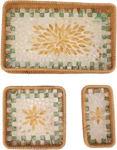Bandeja grande de ratán: una cesta tejida a mano para decoración del hogar (comedor, mesa de centro), ideal para exhibir frutas y aperitivos. - Product Image 1
