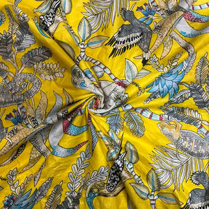 Screen Printed Lightweight Cotton Cambric Fabric Soft Indian Animal Print for Boys Girls Apparel Quilting Home Projects Bags - Product Image 1