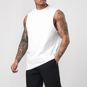 Débardeurs de sport pour hommes en gros, débardeurs de gym en coton coupe ajustée, débardeurs de musculation sans manches - Product Image 4