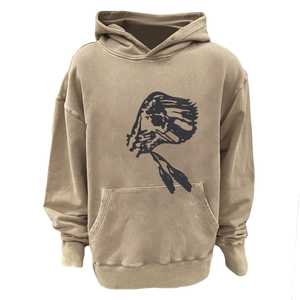Sweat à capuche en coton pour homme avec logo personnalisé, impression numérique, style streetwear décontracté, effet délavé - Product Image 1
