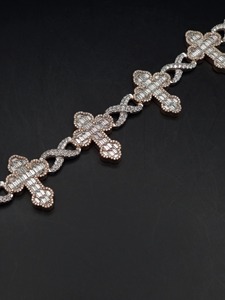 RB Gems Custom <b>Cross</b> VVS Diamond Cuban Link <b>Chain</b> Hip Hop Style Iced Baguette Diamond Bracelet Fine Men's Jewelry Silver Gold - Product Image 2