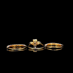 Magnificent radiant cut diamond <b>ring</b> <b>stack</b> set with pear accents curved baguette enhancer bands luxury bridal fine jewelry - Product Image 3