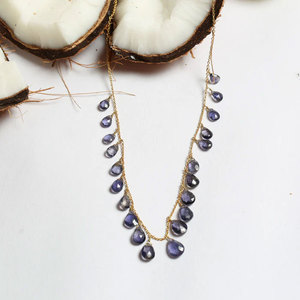 Collar Colgante de Amatista en Forma de Lágrima Hecho a Mano, Gema Morada, Cadena Dorada, Joyería Boho, Regalo para Mujer, HARI OM CREATIONS HOC - Product Image 3