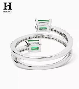 Wholesale Luxury <b>Green</b> Emerald Baguette Double Band Bypass Ring Trendy Fine <b>Jewellery</b> - Product Image 2